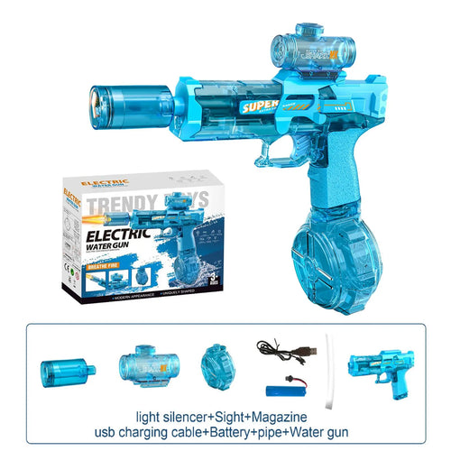 Ultimate Electric Water Guns for Kids and Adults - Automatic High-Power Water Blasters with Realistic Muzzle Flames for Pool and Beach Fun!