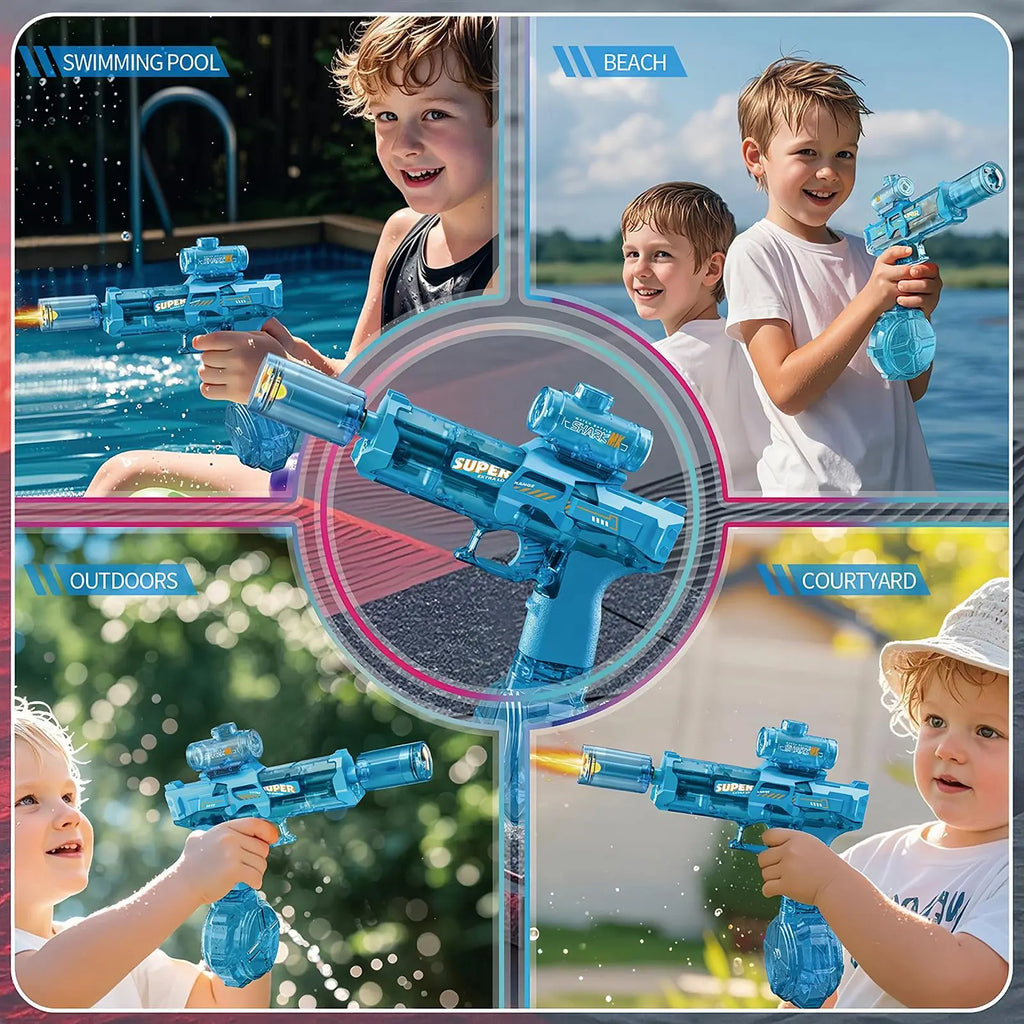 Ultimate Electric Water Guns for Kids and Adults - Automatic High-Power Water Blasters with Realistic Muzzle Flames for Pool and Beach Fun!
