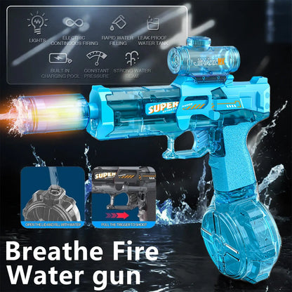 Ultimate Electric Water Guns for Kids and Adults - Automatic High-Power Water Blasters with Realistic Muzzle Flames for Pool and Beach Fun!