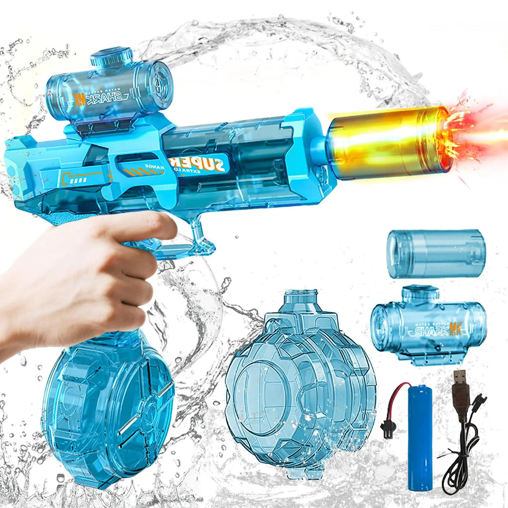 Ultimate Electric Water Guns for Kids and Adults - Automatic High-Power Water Blasters with Realistic Muzzle Flames for Pool and Beach Fun!