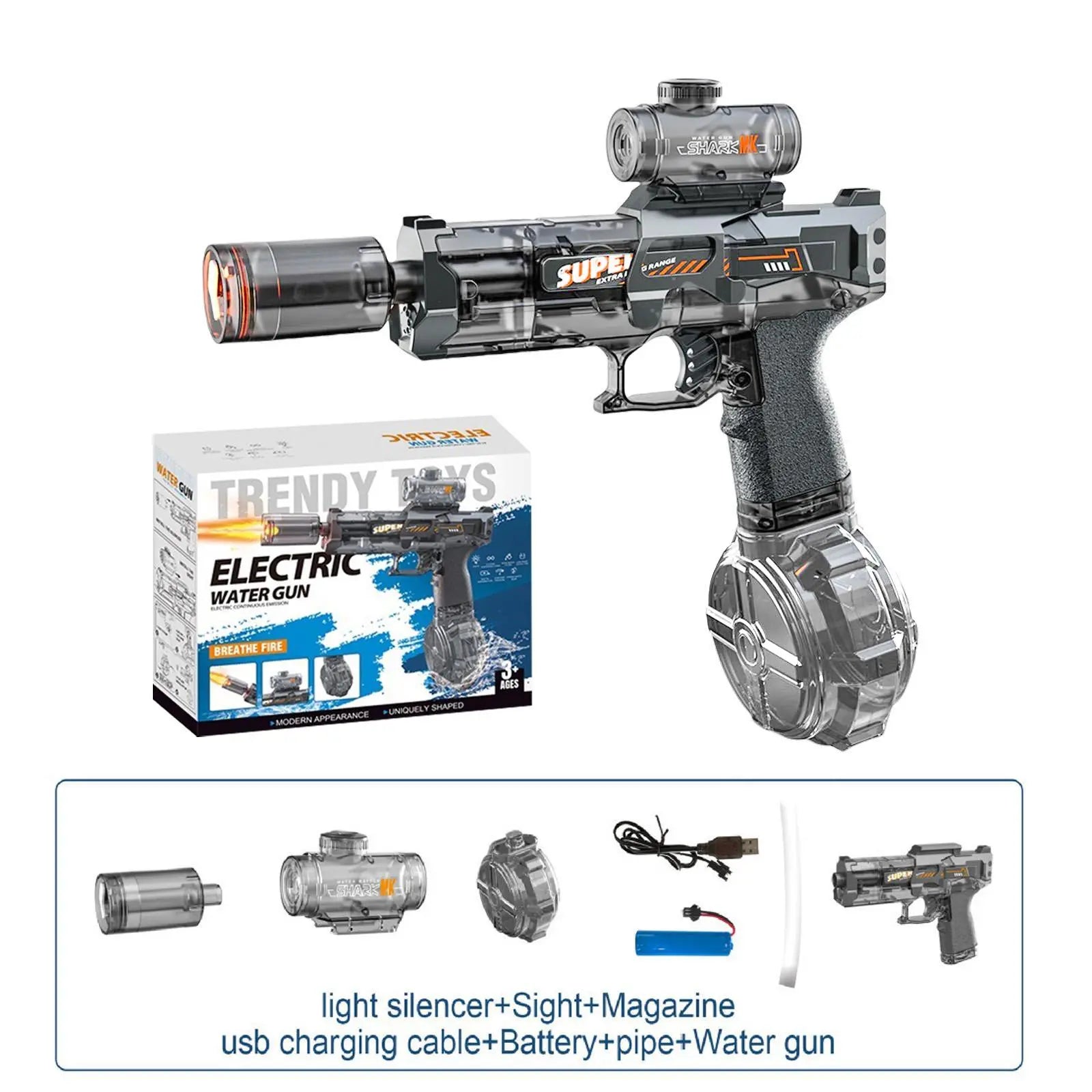 Ultimate Electric Water Guns for Kids and Adults - Automatic High-Power Water Blasters with Realistic Muzzle Flames for Pool and Beach Fun!